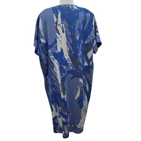 Ming Wang Textured Elegant Chic Knit Abstract Shift Dress XL Blue Multi-Color - Picture 7 of 17